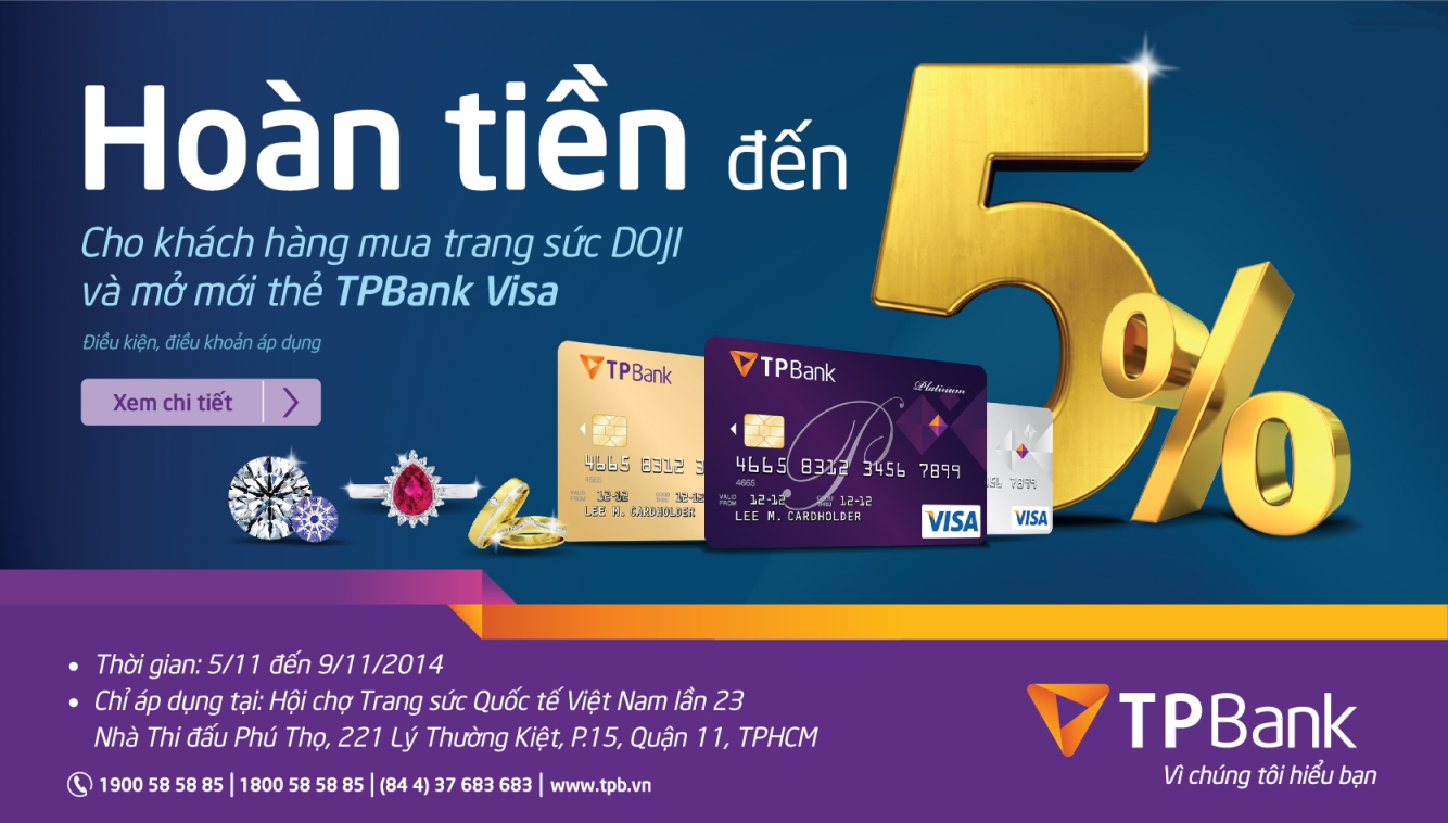 TP Bank hoàn tiền tới 5% cho khách hàng làm thẻ mới Visa